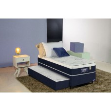 Base Cama Box Suede Veludo Rhombus C/Auxiliar Oceano - Solteiro King